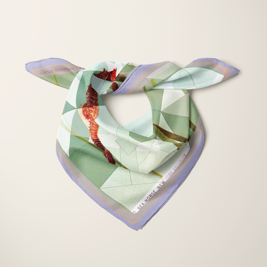 Sea-horse, New York Aquarium—silk habotai scarf by Leeloo + Zohan—Square Scarf