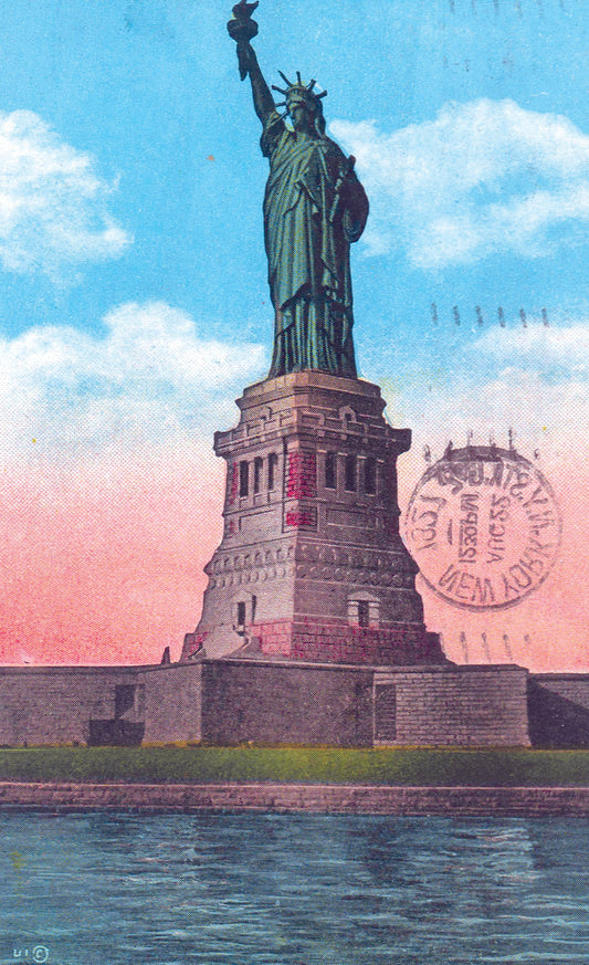Original vintage Statue of Liberty postcard (Irving Underhill, 1920s), the source artwork—Square Scarf