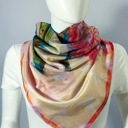 Hyacinth, Duke Of Wellington silk scarf tied at the neck — shown on form.—Square Scarf