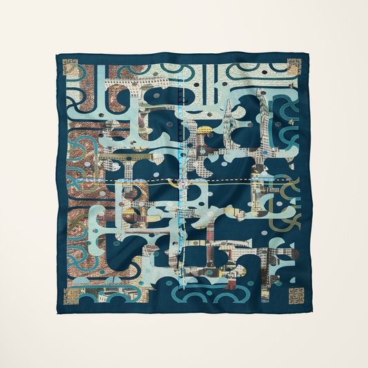 Egyptian P. Chrysler silk scarf — vintage postcard heritage—Journal