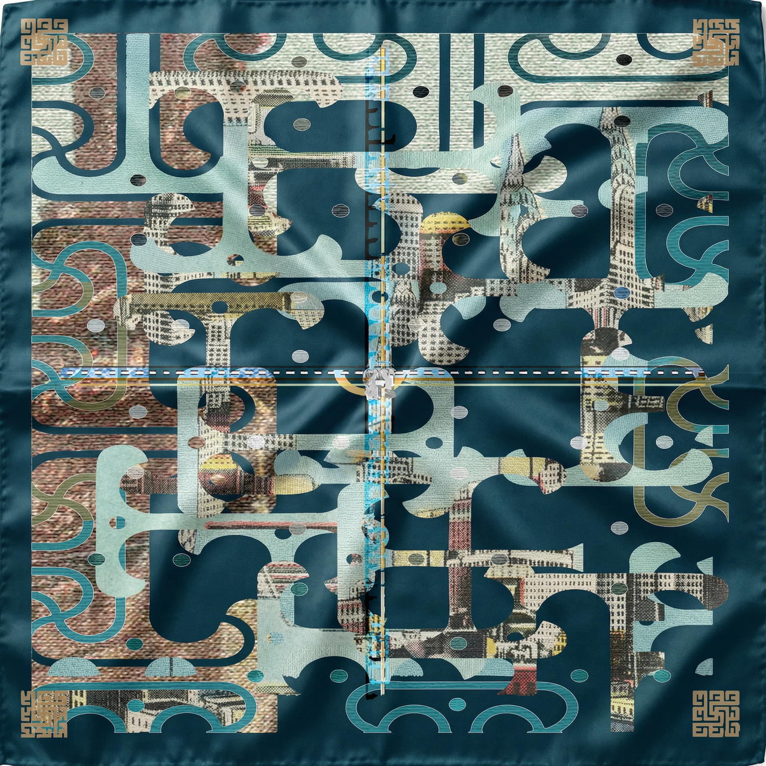 Vintage Postcards Series showcasing a handcrafted vintage postcard scarf made from 100% silk habotai.