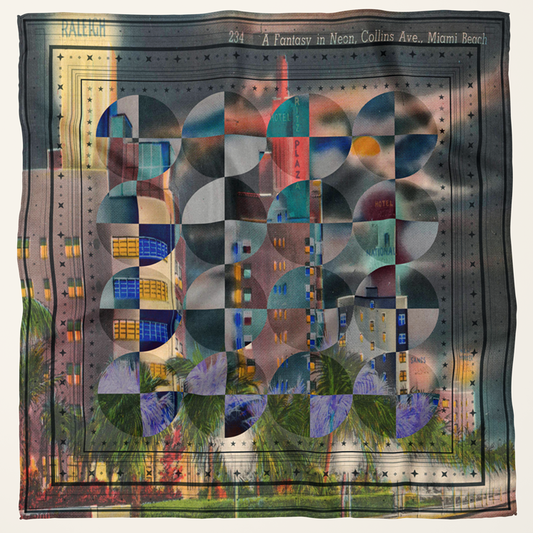 Vintage Postcards silk scarves—NYC architecture from 1900s postcards on silk habotai, by Leeloo + Zohan