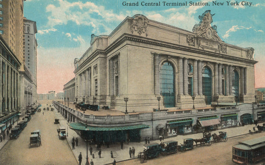 Vintage postcard of Grand Central Terminal Station New York City, source inspiration for Grand Central Terminal scarf by Leeloo + Zohan—Square Scarf