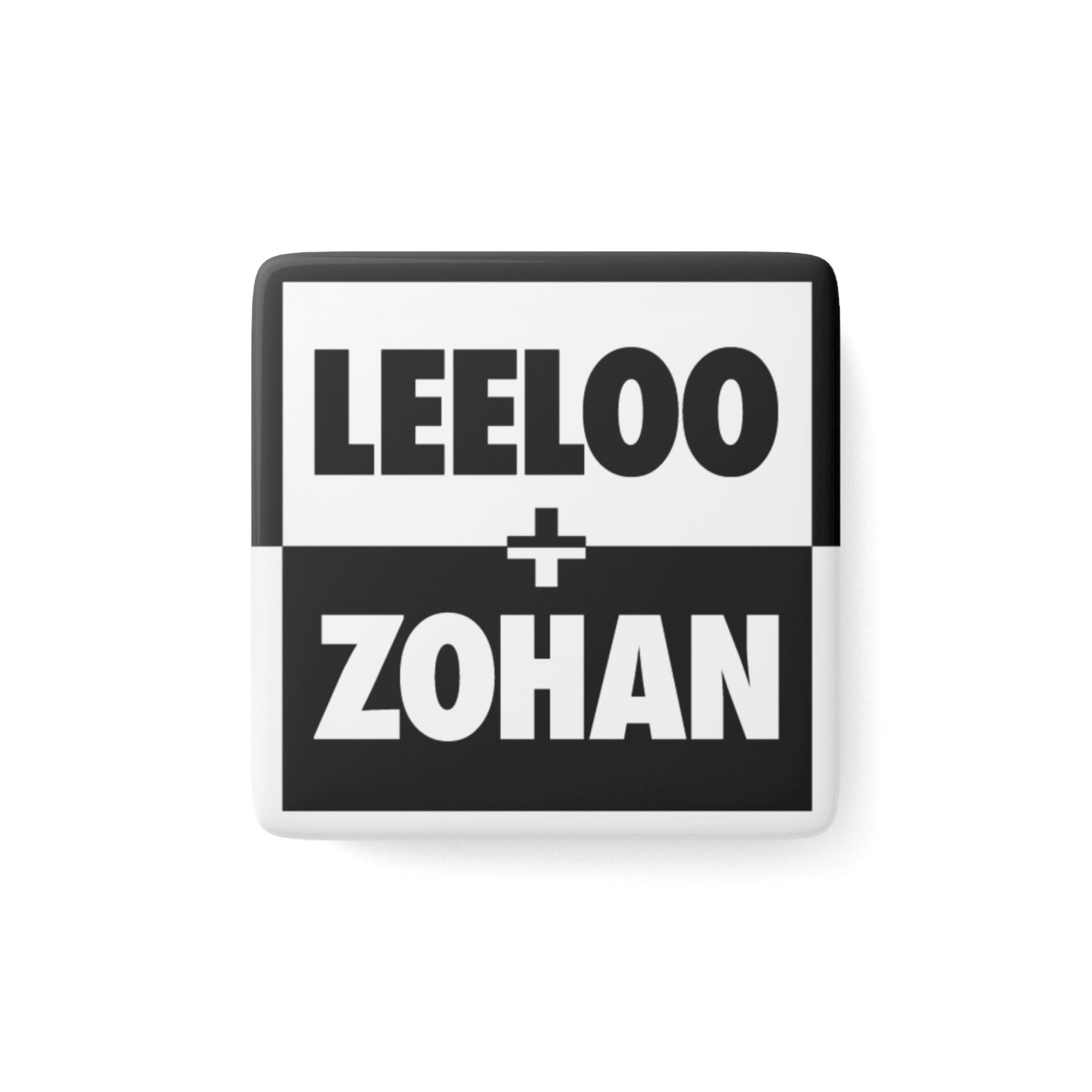 Black & White 2" Square Porcelain Magnet—porcelain magnet by Leeloo + Zohan
