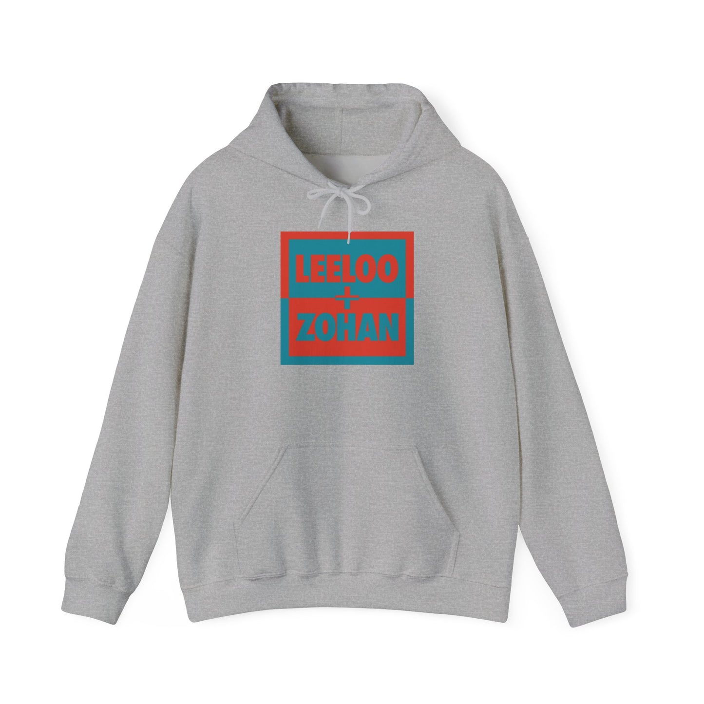 Unisex Heavy Blend Hooded Sweatshirt in gray with Leeloo + Zohan graphic print by Leeloo + Zohan
