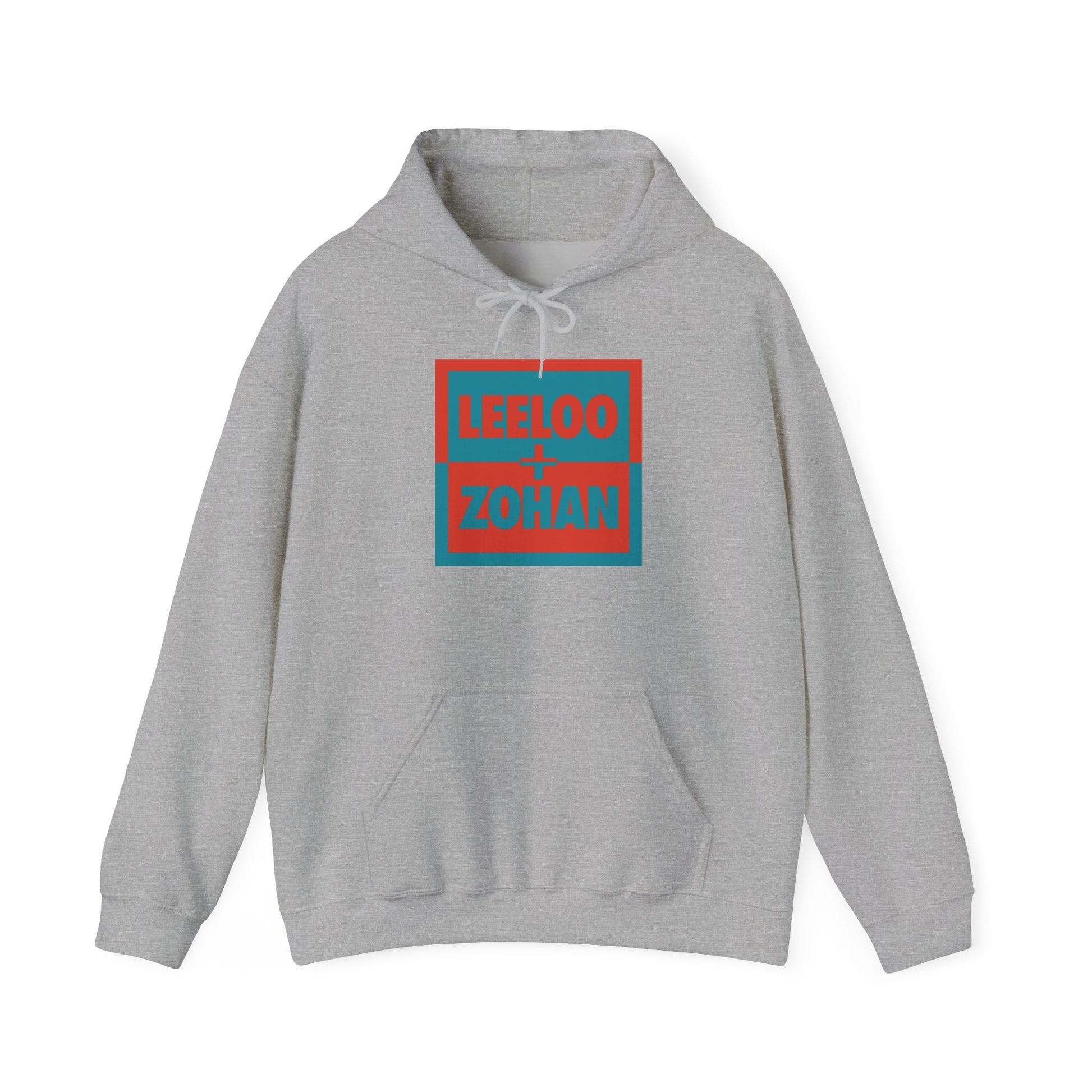 Unisex Heavy Blend Hooded Sweatshirt in gray with Leeloo + Zohan graphic print by Leeloo + Zohan—Hoodie