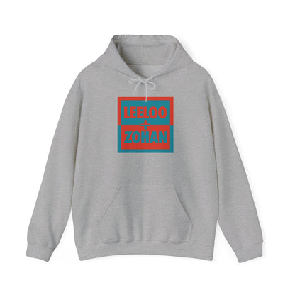 Unisex Heavy Blend Hooded Sweatshirt in gray with Leeloo + Zohan graphic print by Leeloo + Zohan