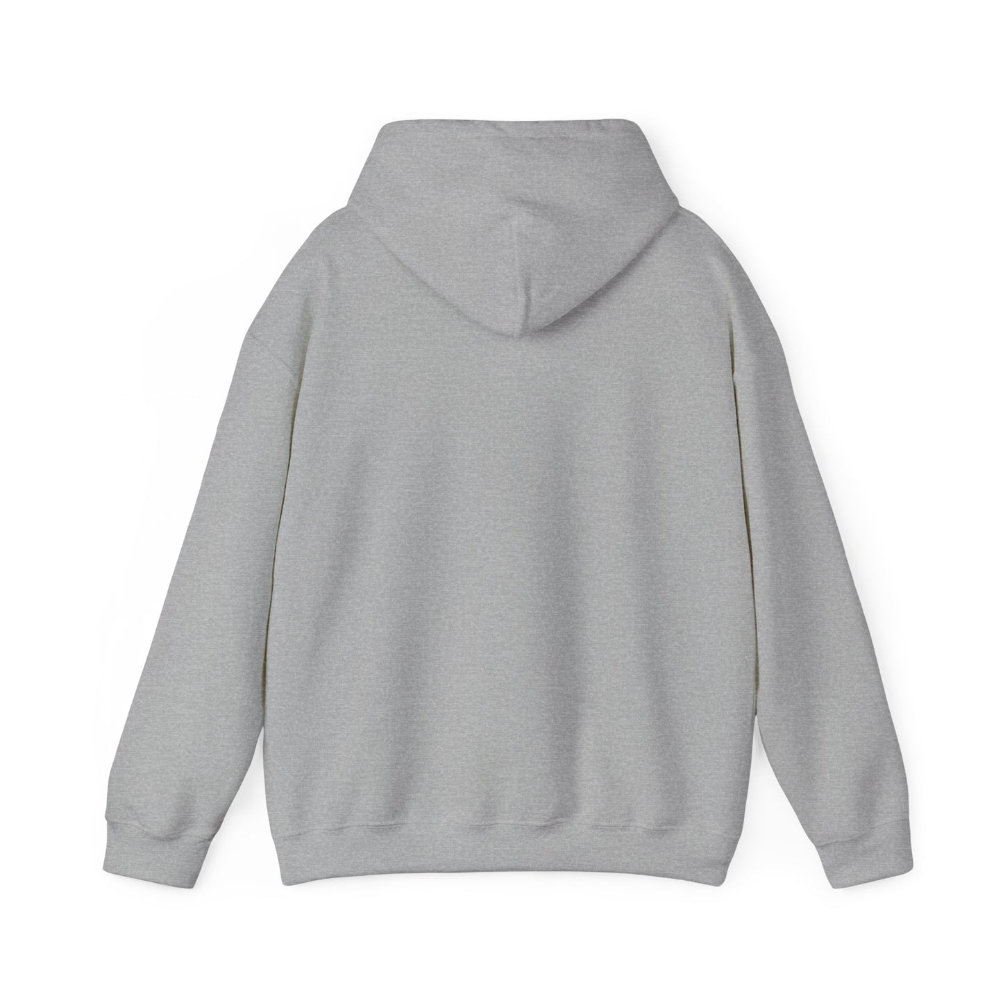 Unisex Heavy Blend Hooded Sweatshirt in gray back view by Leeloo + Zohan