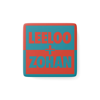 Blue & Red 2" Square Porcelain Magnet—porcelain magnet by Leeloo + Zohan