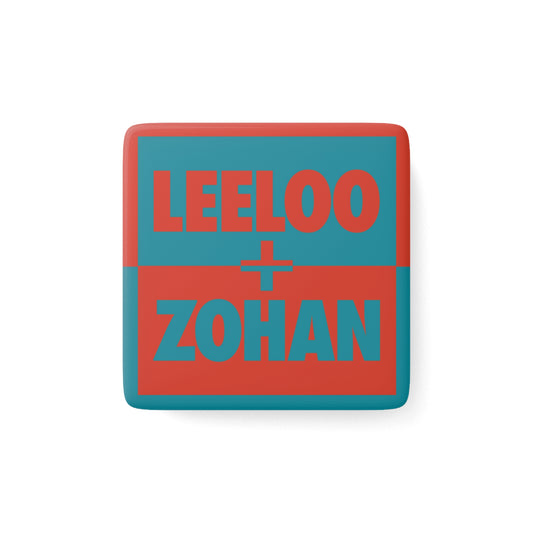 Blue & Red 2" Square Porcelain Magnet—porcelain magnet by Leeloo + Zohan—Home Decor