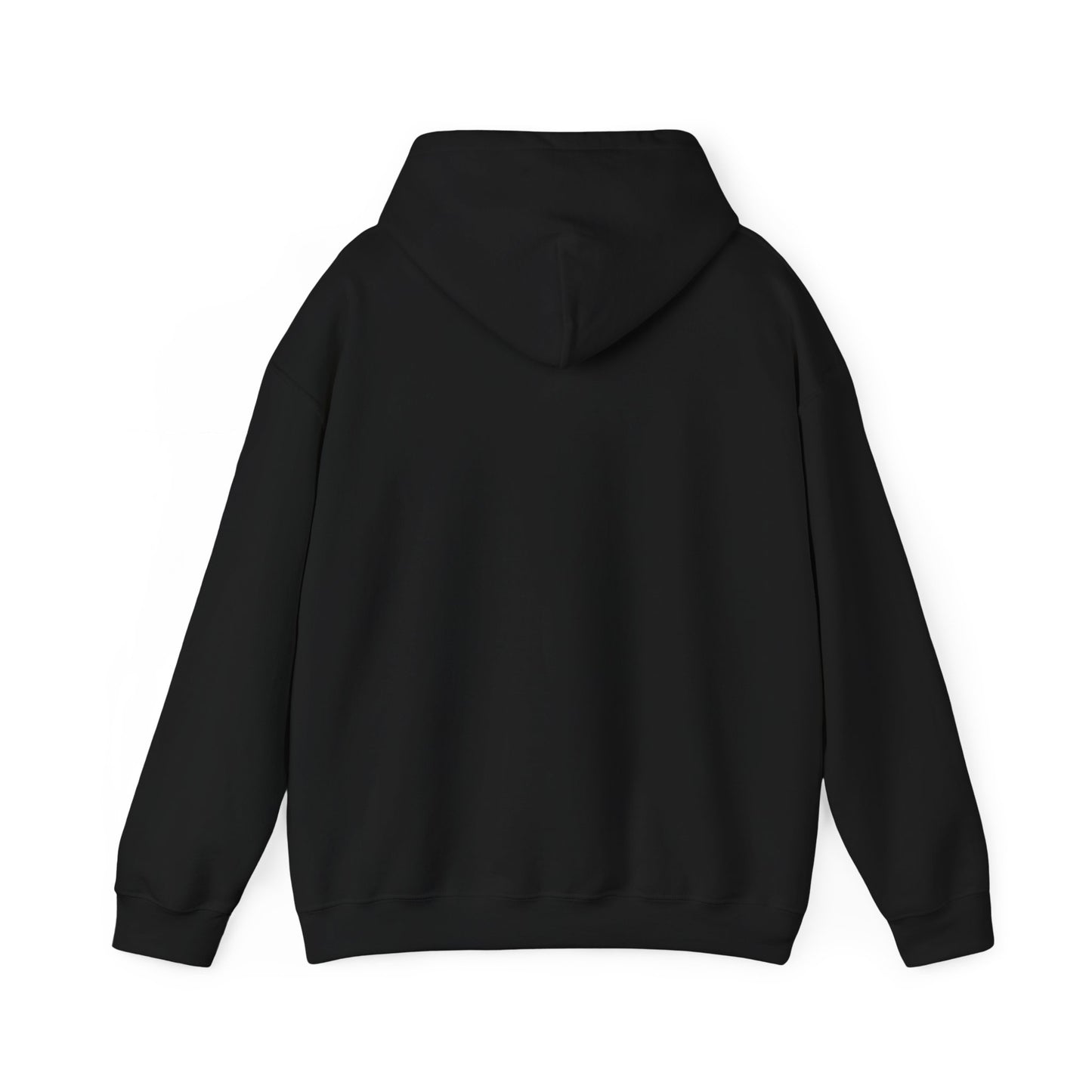 Unisex Heavy Blend Hooded Sweatshirt in black back view by Leeloo + Zohan