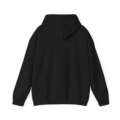 Unisex Heavy Blend Hooded Sweatshirt in black back view by Leeloo + Zohan