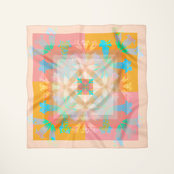 American Folk Art 1.1—silk habotai scarf by Leeloo + Zohan