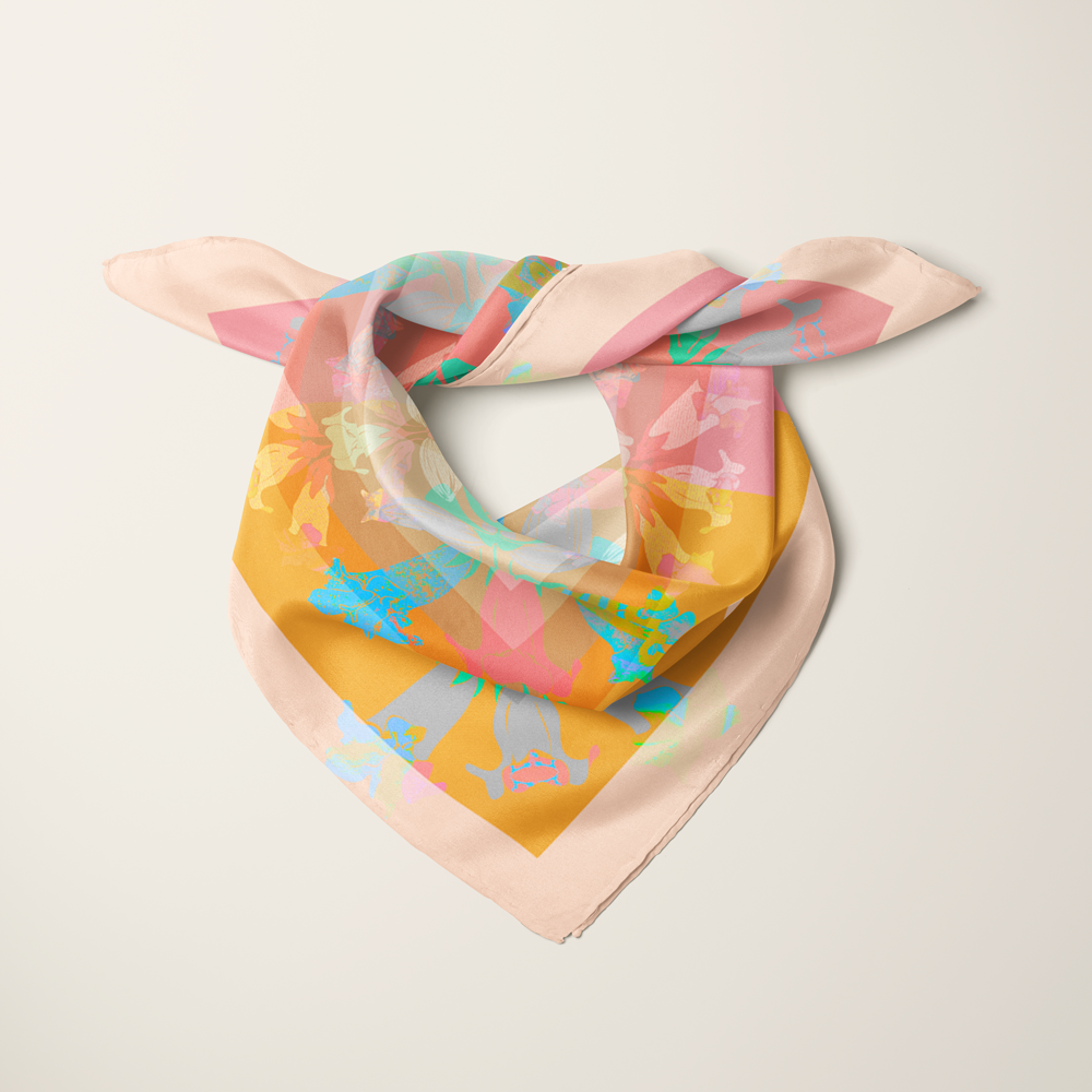 American Folk Art 1.1—silk habotai scarf by Leeloo + Zohan