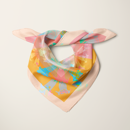American Folk Art 1.1—silk habotai scarf by Leeloo + Zohan—Square Scarf
