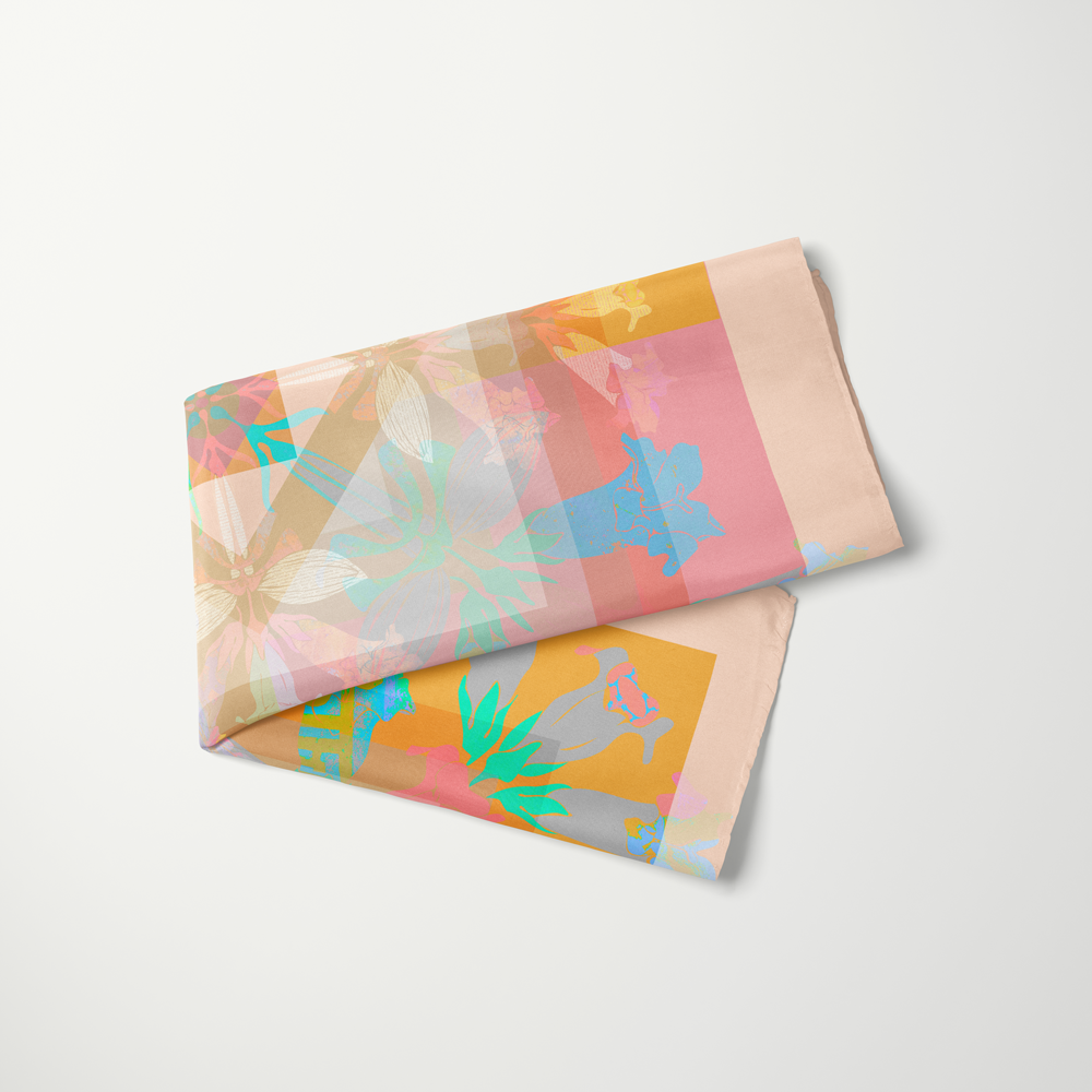 American Folk Art 1.1—silk habotai scarf by Leeloo + Zohan