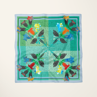 American Folk Art 1.2—silk habotai scarf by Leeloo + Zohan