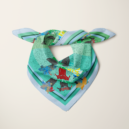 American Folk Art 1.2—silk habotai scarf by Leeloo + Zohan