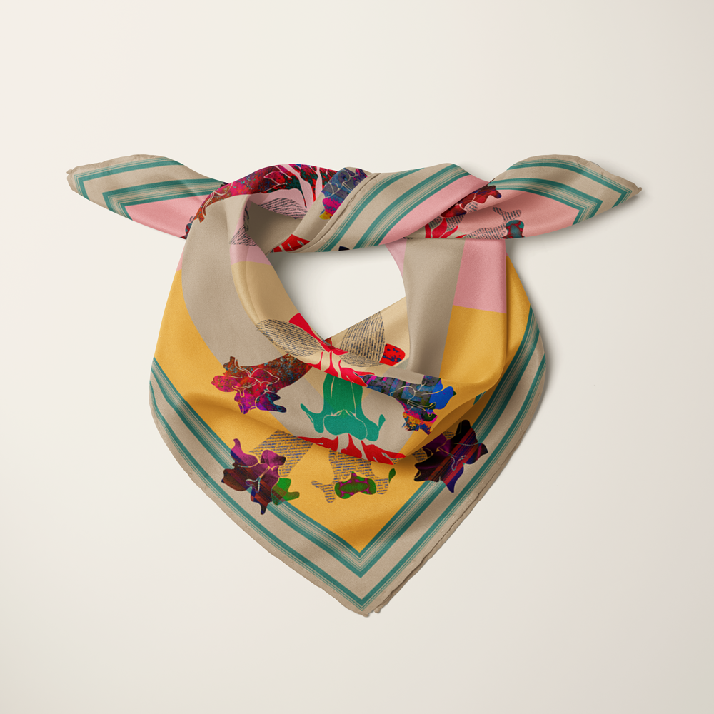 American Folk Art 1.3—silk habotai scarf by Leeloo + Zohan