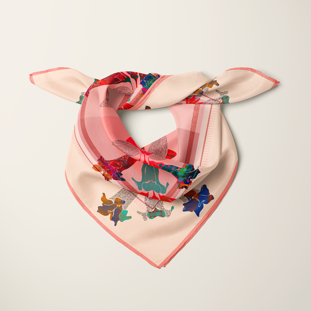 American Folk Art 1.4—silk habotai scarf by Leeloo + Zohan—Square Scarf