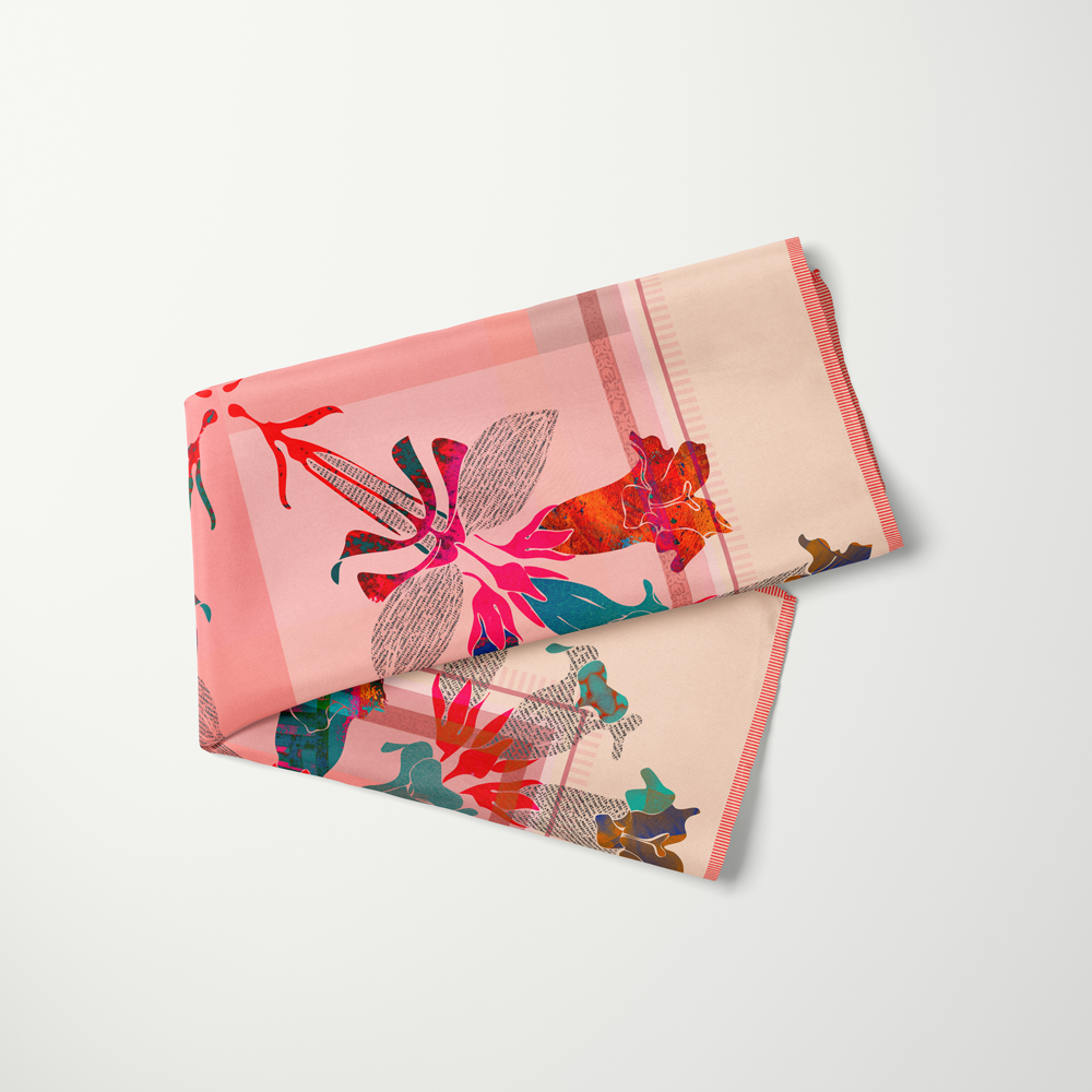American Folk Art 1.4—silk habotai scarf by Leeloo + Zohan—Square Scarf