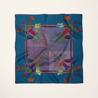 American Folk Art 1.5 silk scarf—heritage floral repeat, flat-lay product shot