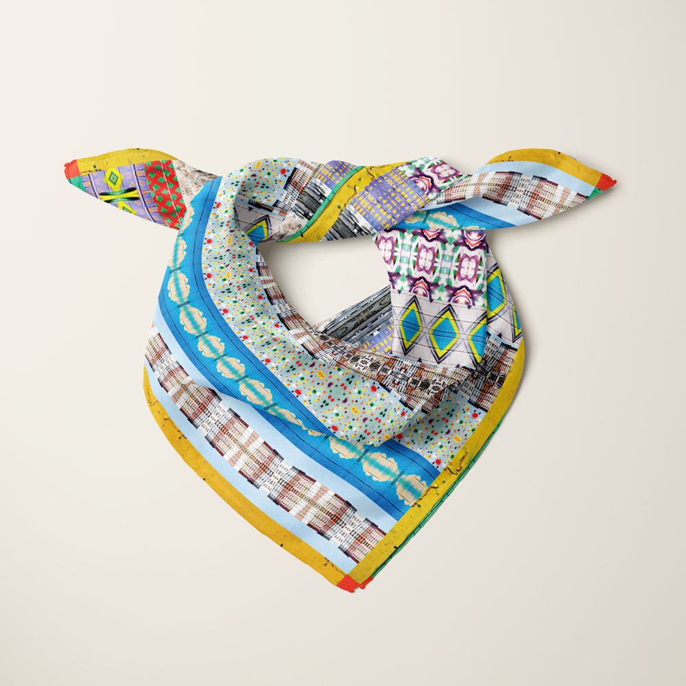 American Graffiti—silk habotai scarf by Leeloo + Zohan—Square Scarf
