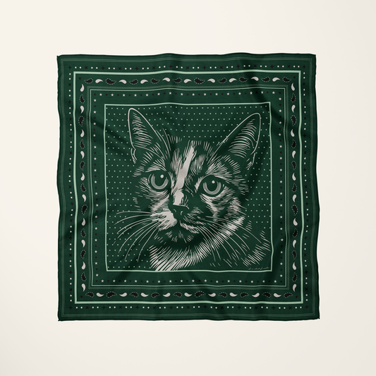 Le Chat Leeloo—silk habotai scarf by Leeloo + Zohan—Square Scarf
