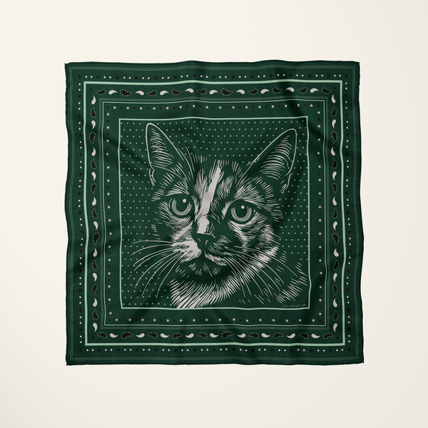 Le Chat Leeloo—silk habotai scarf by Leeloo + Zohan