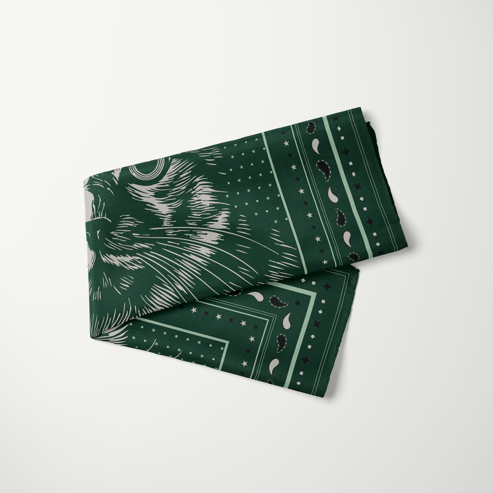 Le Chat Leeloo—silk habotai scarf by Leeloo + Zohan—Square Scarf