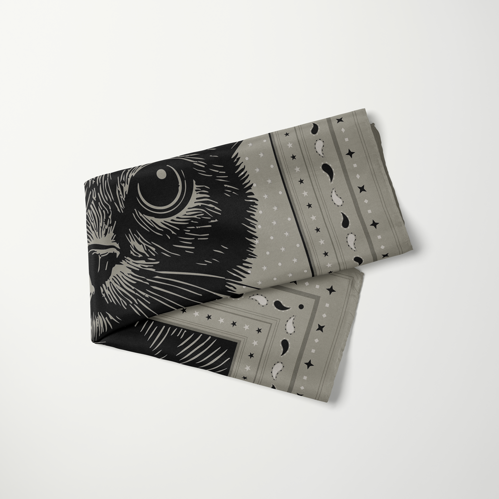 Le Chat Zohan—silk habotai scarf by Leeloo + Zohan—Square Scarf