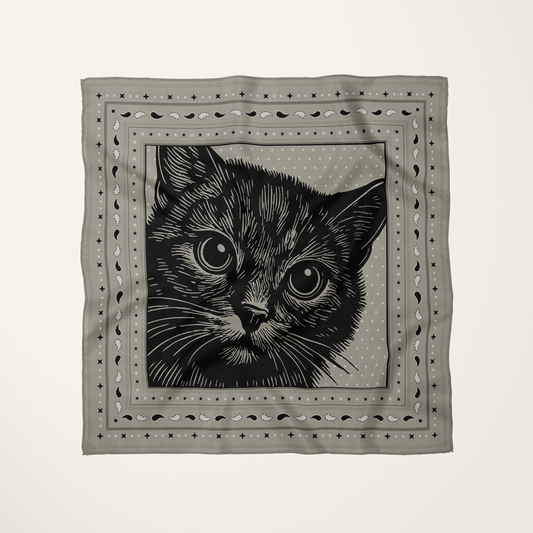 Le Chat Zohan—silk habotai scarf by Leeloo + Zohan—Square Scarf