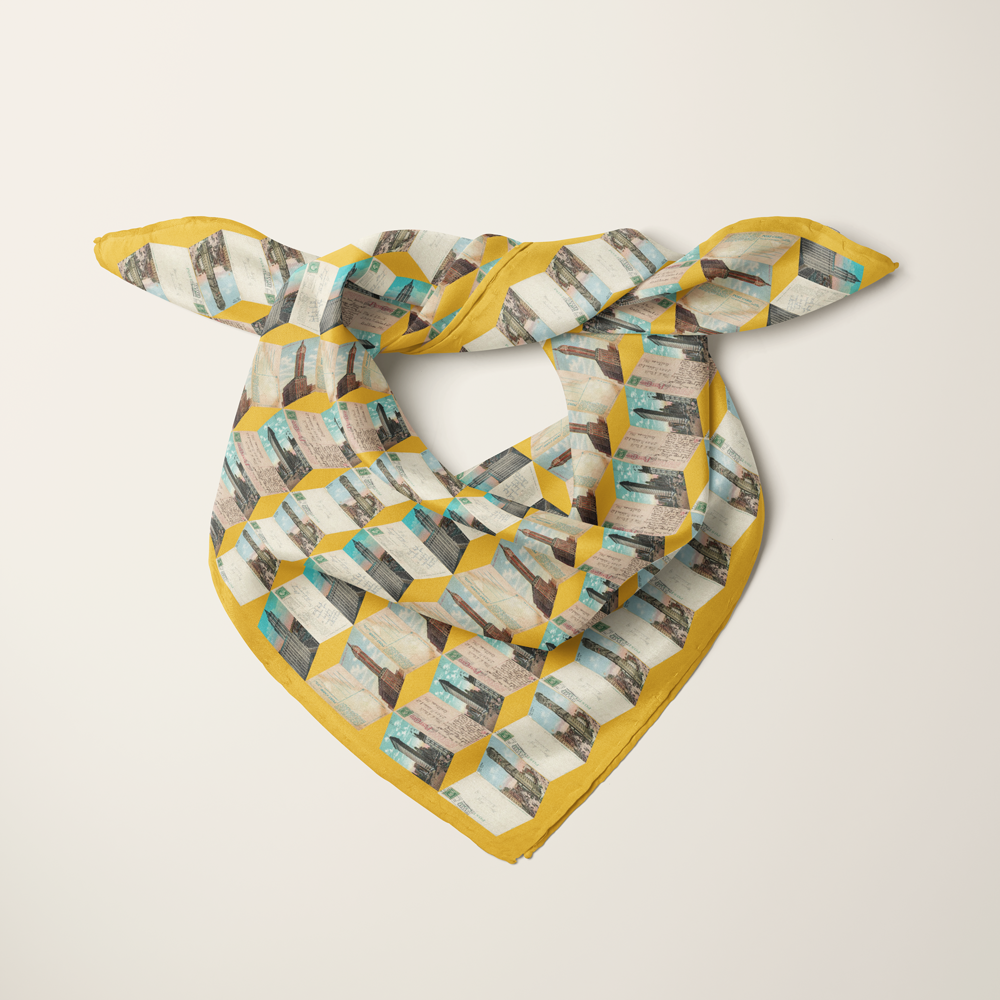 Manhattan Towers 1.0—silk habotai scarf by Leeloo + Zohan