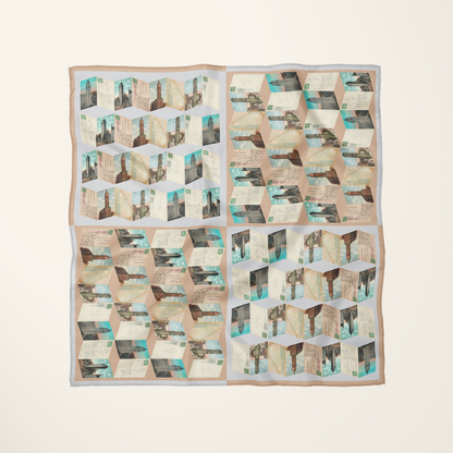 Manhattan Towers 2.0—silk habotai scarf by Leeloo + Zohan