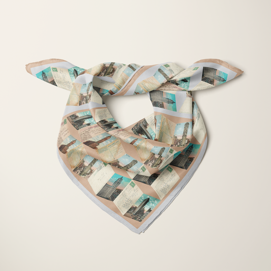 Manhattan Towers 2.0—silk habotai scarf by Leeloo + Zohan—Square Scarf