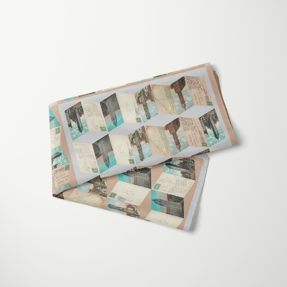 Manhattan Towers 2.0—silk habotai scarf by Leeloo + Zohan