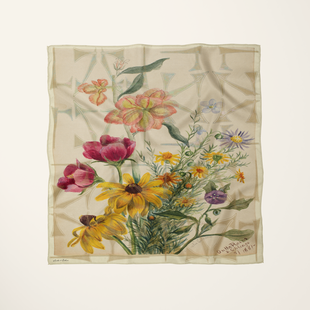 On The Plains & Chicago—silk habotai scarf by Leeloo + Zohan—Square Scarf