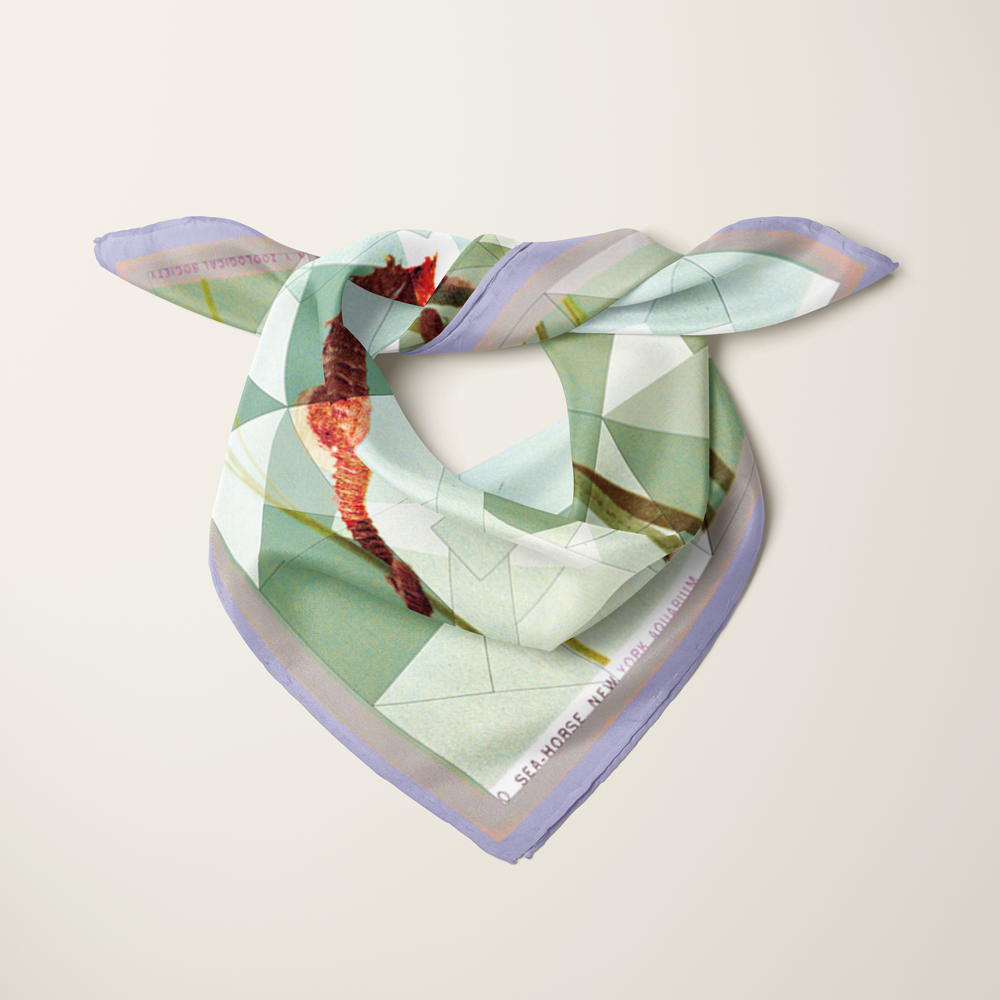 Sea-horse, New York Aquarium—silk habotai scarf by Leeloo + Zohan