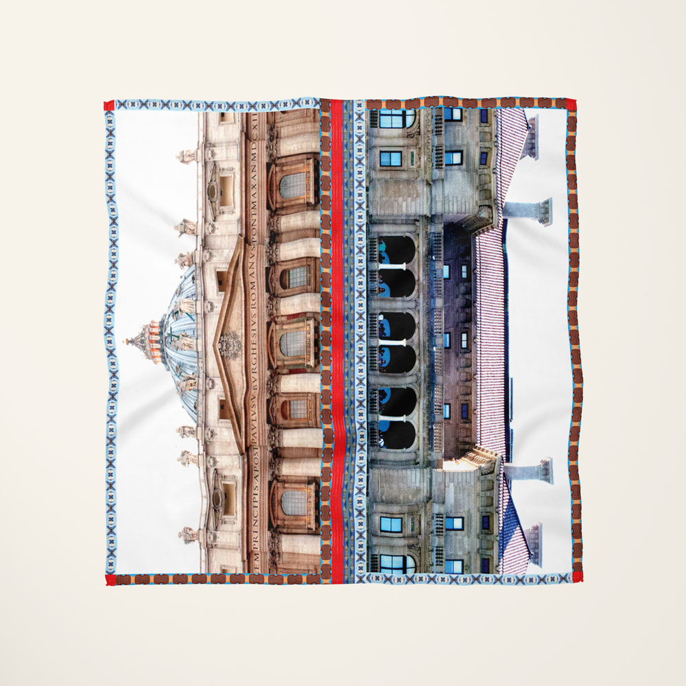 St. Peter's Cottage silk scarf—Southern India rural landscape photography, flat-lay—Square Scarf