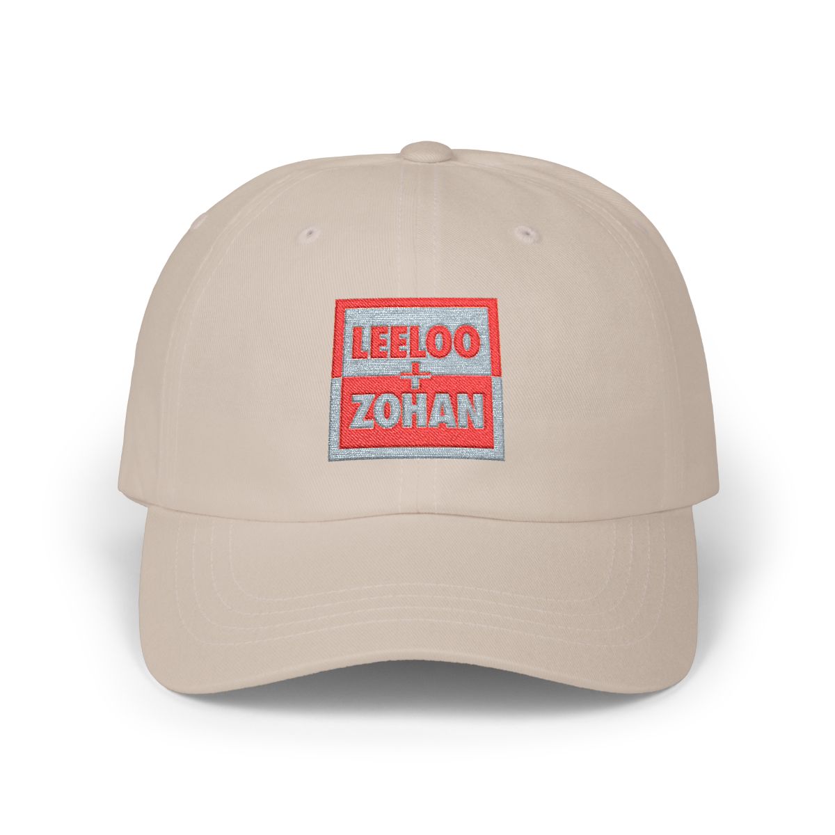 Leeloo + Zohan Classic Dad Cap in khaki with embroidered logo patch by Leeloo + Zohan—Hats