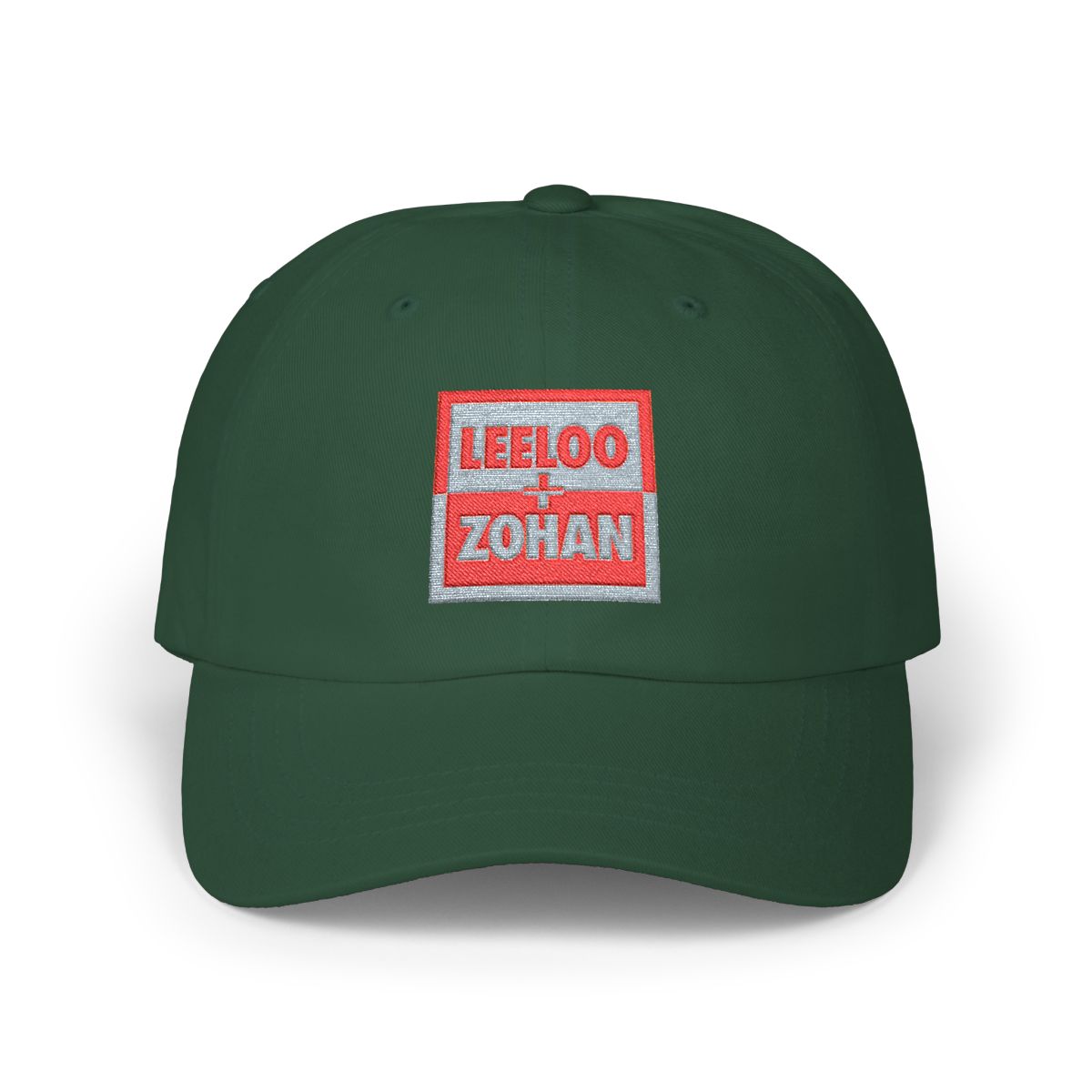 Leeloo + Zohan Classic Dad Cap in forest green with embroidered logo patch by Leeloo + Zohan
