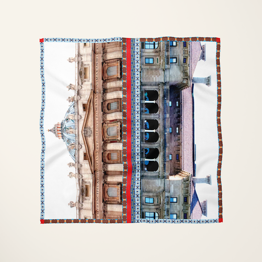 St. Peter's Cottage silk scarf—Southern India rural landscape photography, flat-lay—Square Scarf