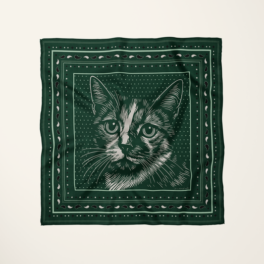 Le Chat Leeloo—silk habotai scarf by Leeloo + Zohan—Square Scarf