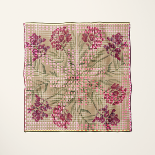 Flowers from The Mesa—silk habotai scarf by Leeloo + Zohan—Square Scarf