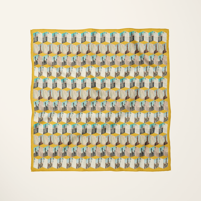 Manhattan Towers, Gold—silk habotai scarf by Leeloo + Zohan
