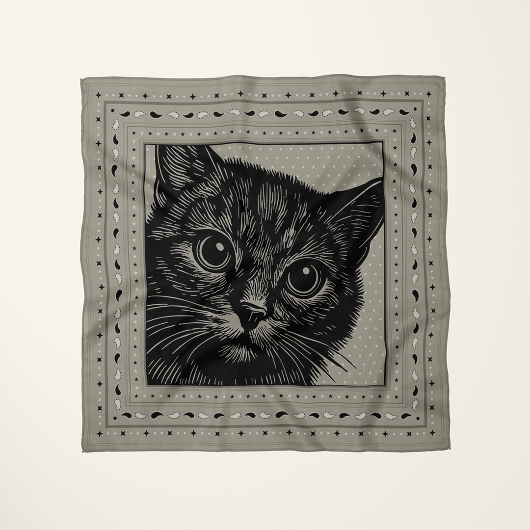 Le Chat Zohan—silk habotai scarf by Leeloo + Zohan