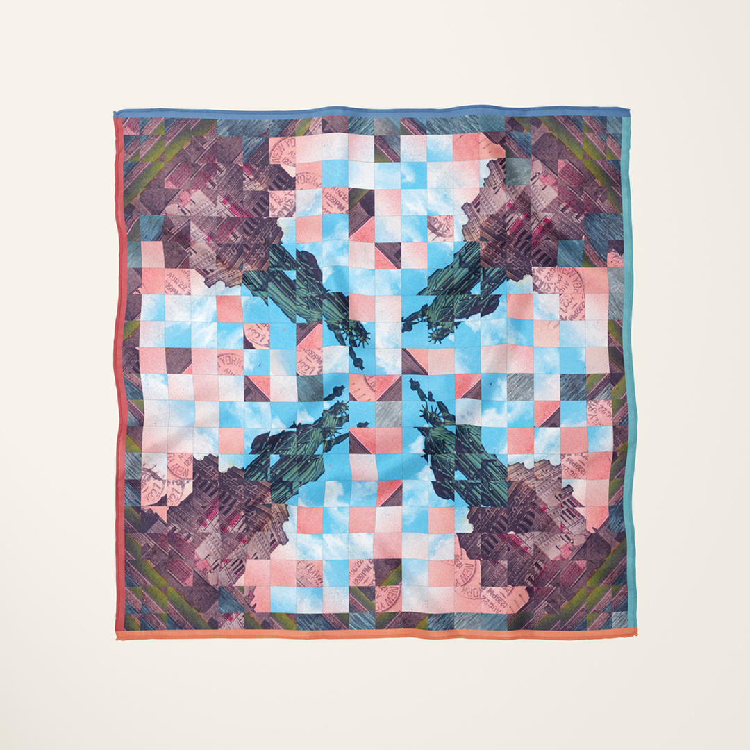 Statue of Liberty, Mosaic—silk habotai scarf by Leeloo + Zohan
