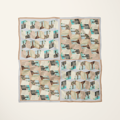 Manhattan Towers, Lilac—silk habotai scarf by Leeloo + Zohan