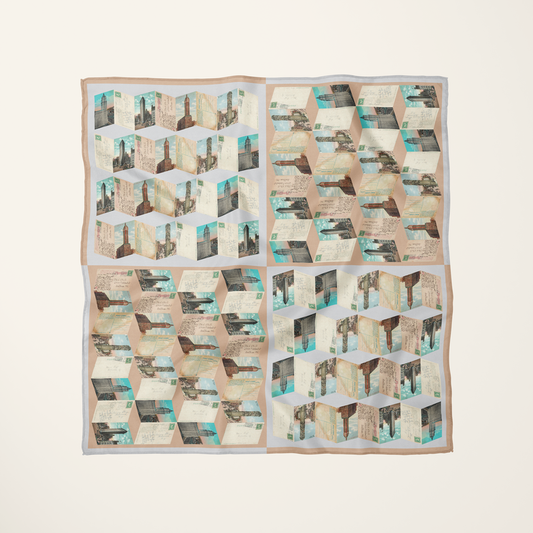 Manhattan Towers, Lilac—silk habotai scarf by Leeloo + Zohan—Square Scarf